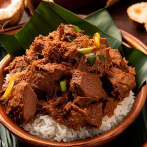 Rendang Indonésio: Carne Cozida Lentamente em Coco e Especiarias