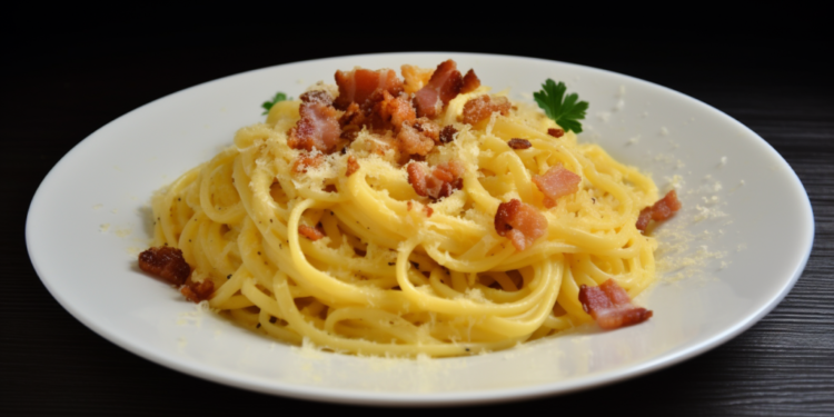 Carbonara com Bacon Crocante e Ovos. Legitima Cozinha Italiana